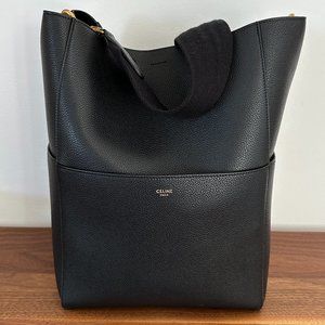 Celine Black Leather Sangle Bucket Bag